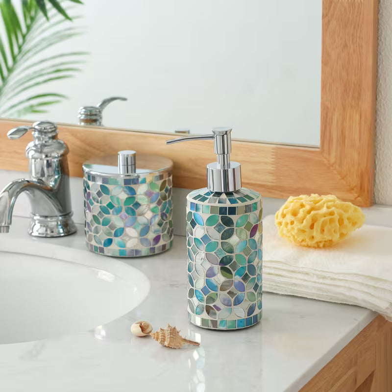 5-Piece Decorative Mosaic Glass Bathroom Accessories Set