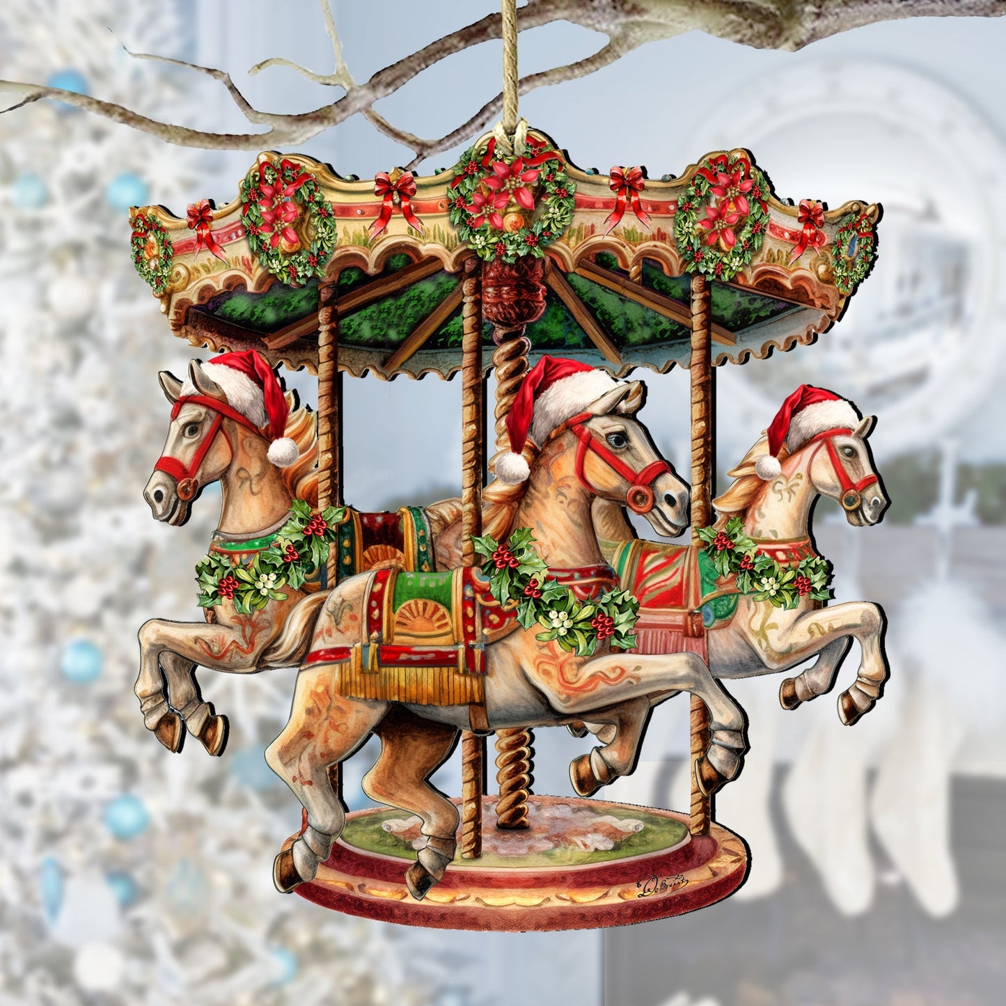 Christmas Carousel Wooden Ornaments
