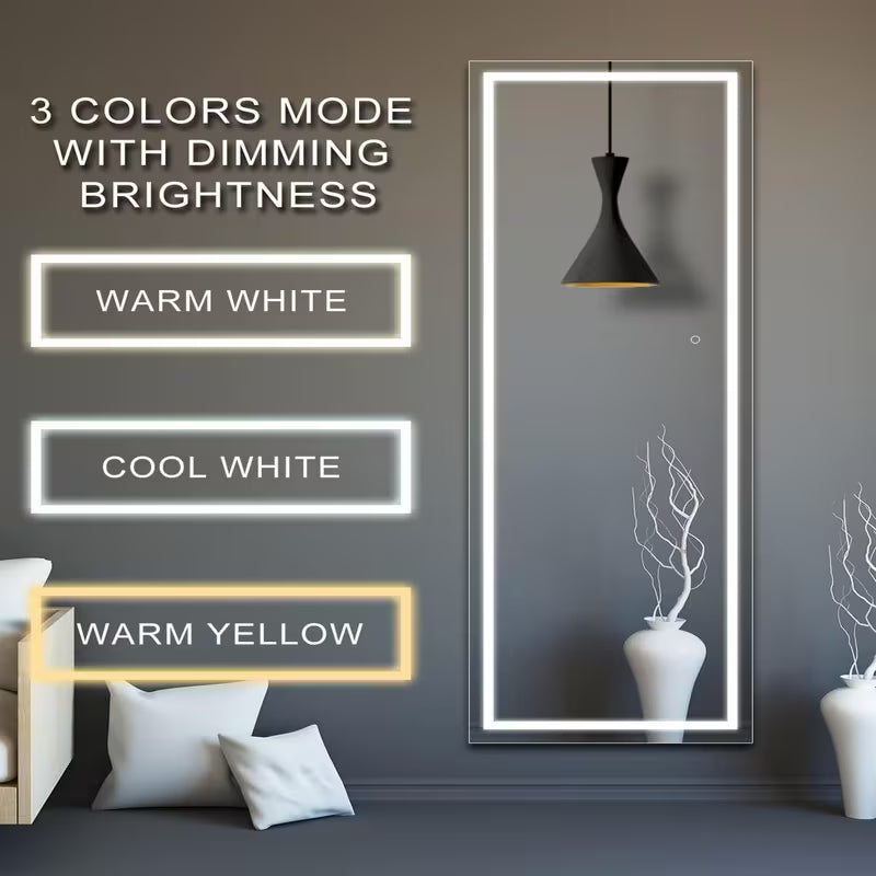 Full Length LED Lighted Standing Wall-Mounted Body Mirror