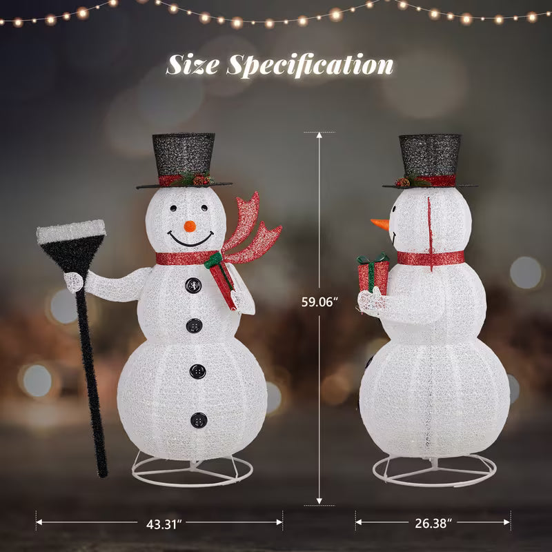 5 ft Illuminated Snowman with Collapsible Design