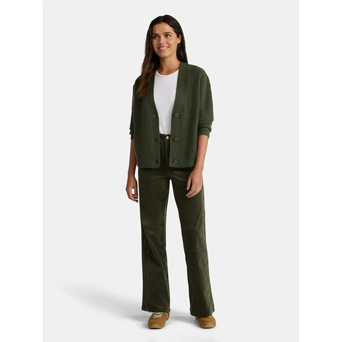 Women's and Women's Plus Corduroy Seamed Wide Leg Pants