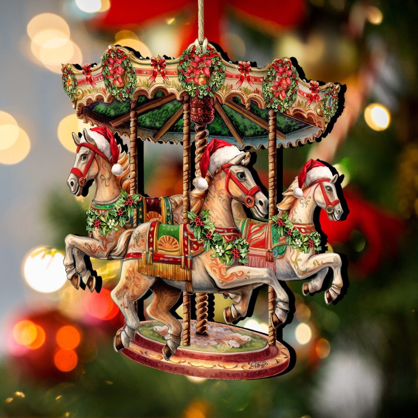 Christmas Carousel Wooden Ornaments