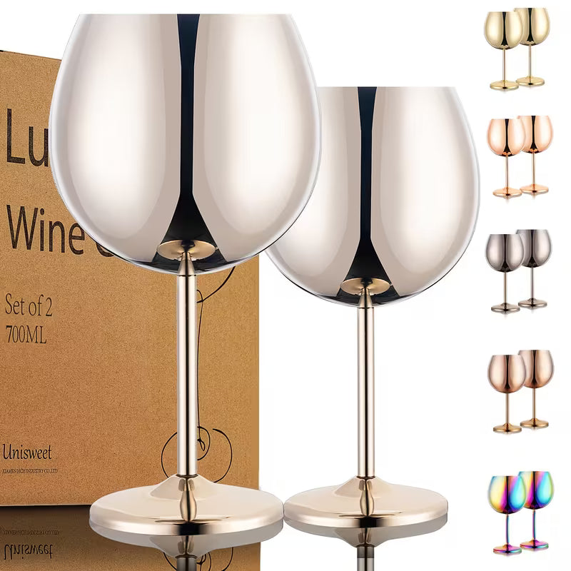 2-Piece Stainless Steel Spherical Wine Glass Set