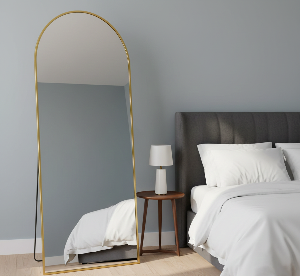 Full-Length Arched Floor Mirror with Stand - Multiple Size