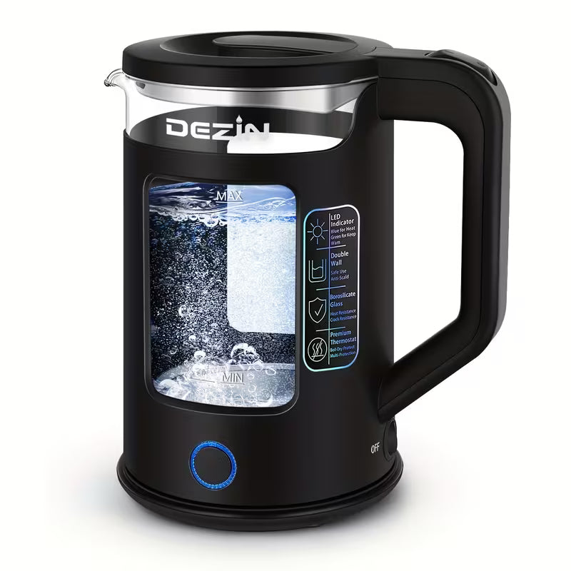 1.6qt Stainless Steel Electric Kettle with LED Light Fast Boil