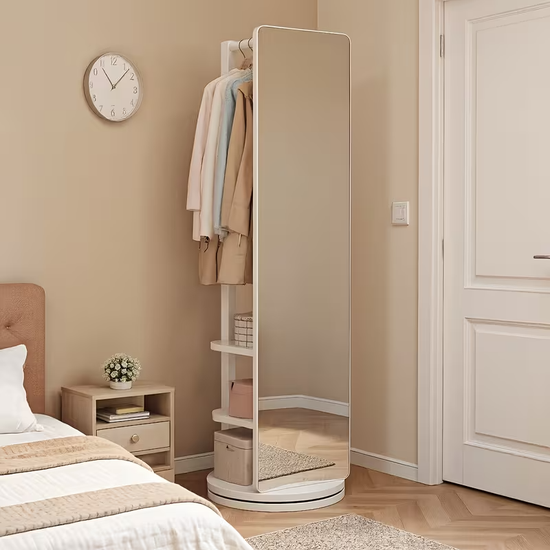 Full-Length Mirror with Coat Rack
