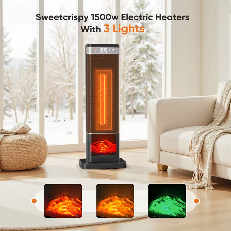 1500W Portable Electric Space Heater with Remote and Thermostat
