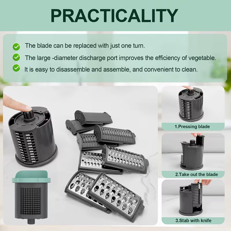 6-in-1 Electric Powered Cheese Grater Food Dicer Slicer