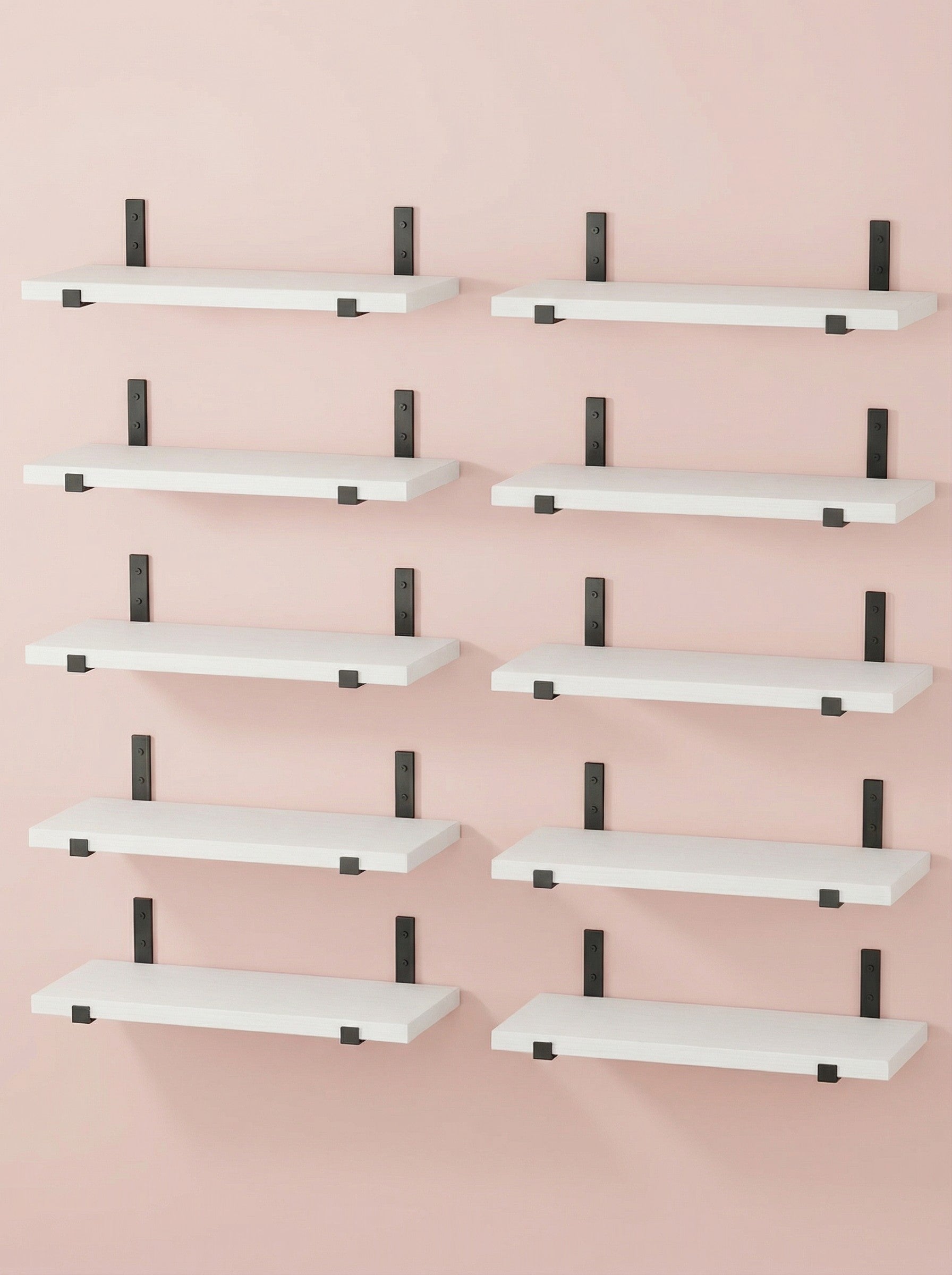 Wood Wall Shelves 15.8” with Metal Brackets – Rustic Floating Shelves | 5/8 Pack