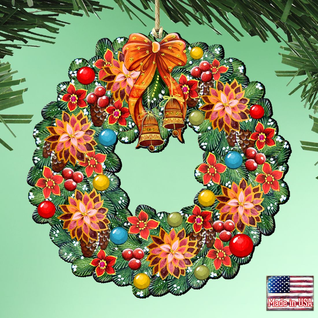 Christmas Wreath Wooden Ornaments