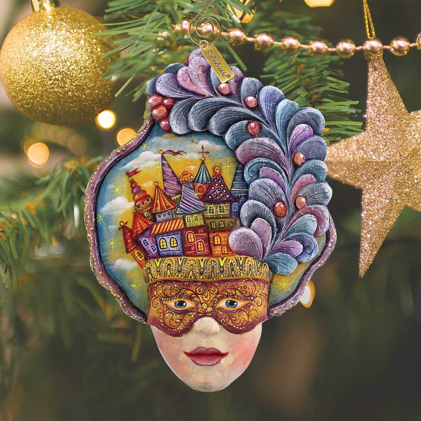 Castle Carnival Mask Sculpted Ornament