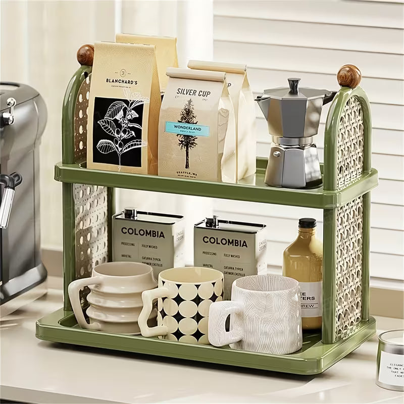 2-Tier Retro Coffee and Tea Cup Organizer Rack