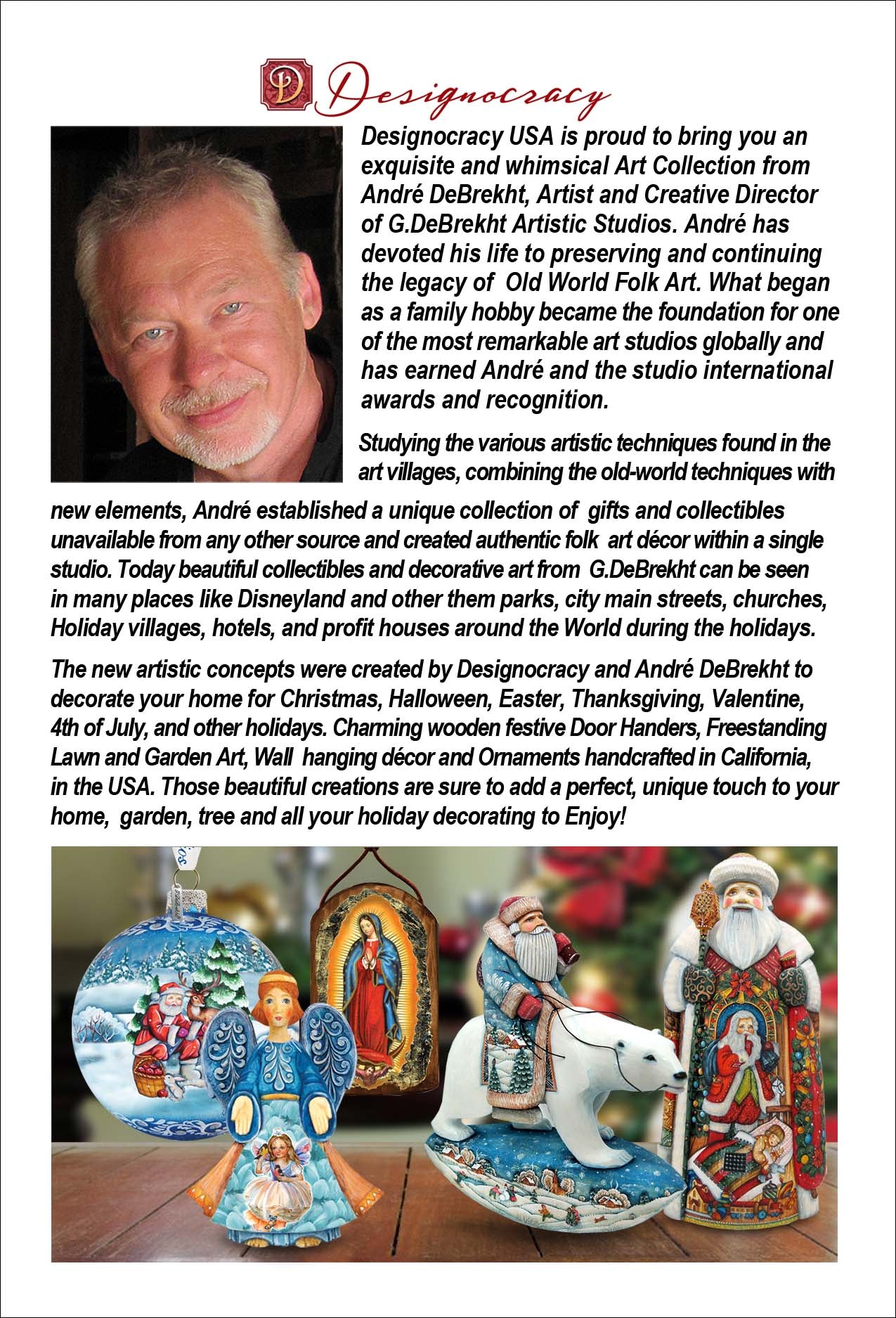 Traveling Santa Wooden Ornaments Set