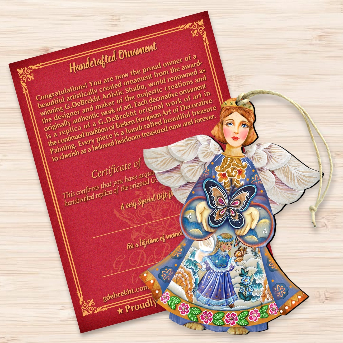 Butterfly Angel Wooden Ornament