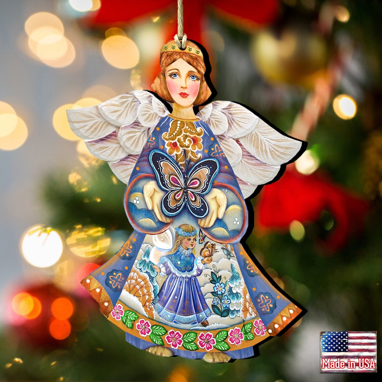 Butterfly Angel Wooden Ornament