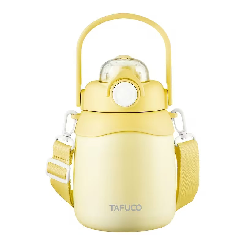 Large Belly Kawaii Insulated Vacuum Water Bottle with Strap