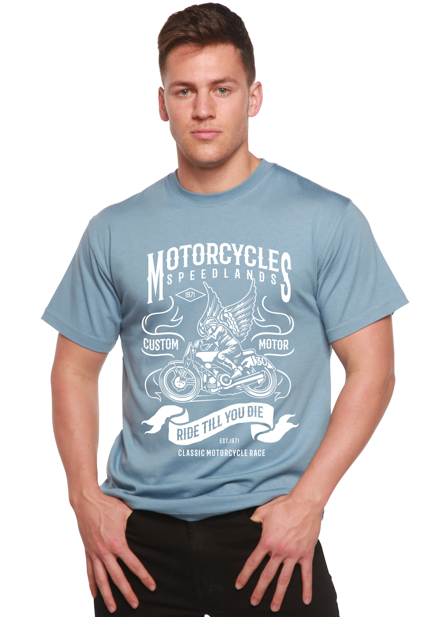 Motorcycles Men's Bamboo Viscose/Organic Cotton Short Sleeve Graphic T-Shirt