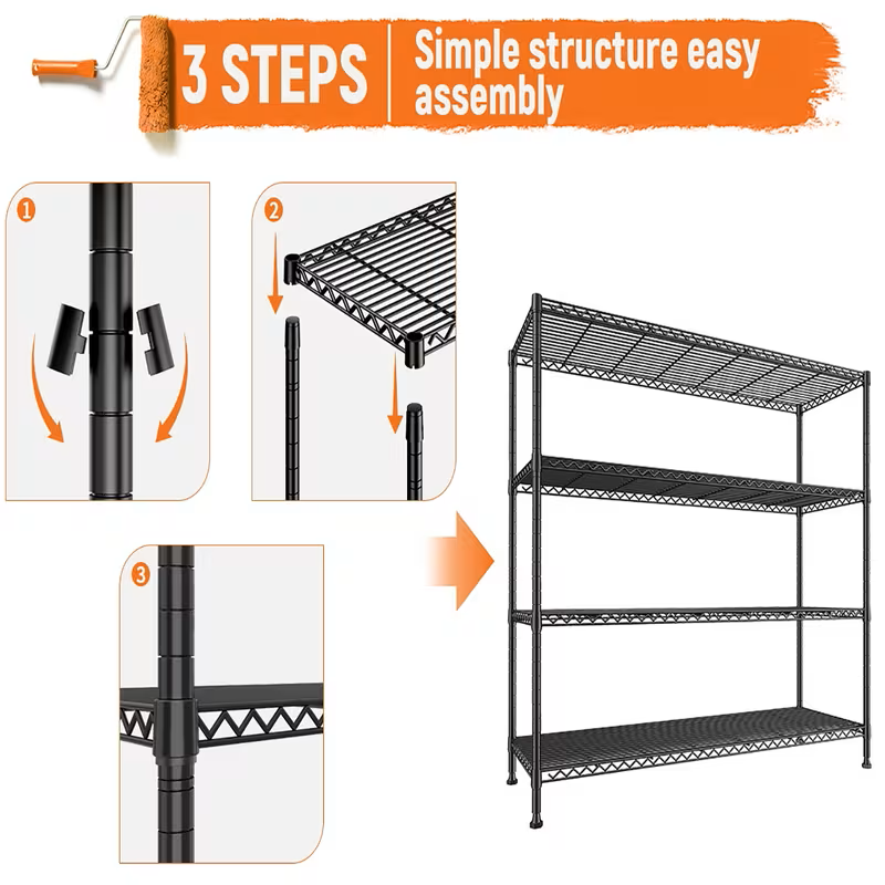 3/4/5/6/7/8 Tier Storage Shelves-Adjustable Wire Shelving Rack-Multi Sizes
