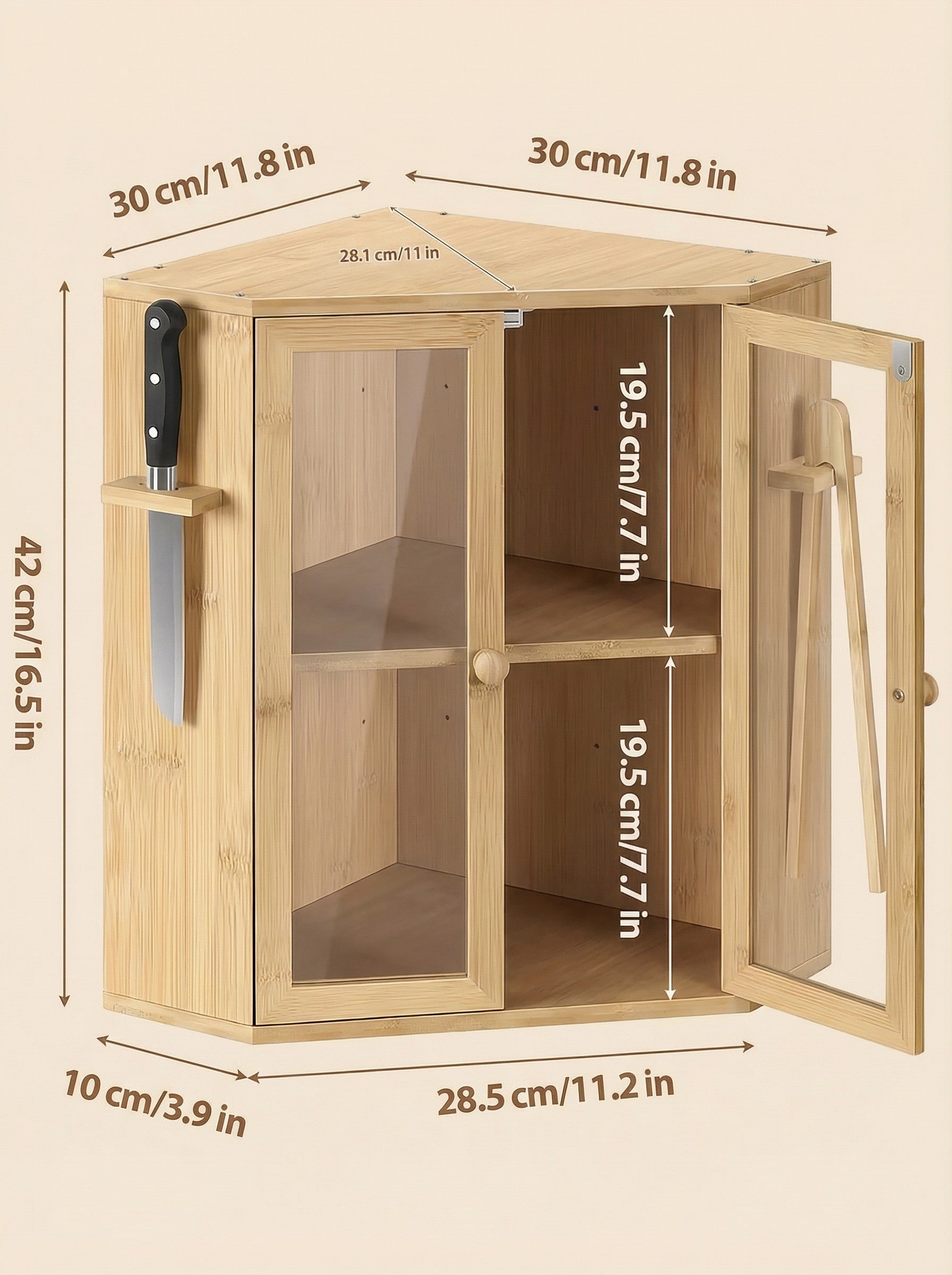 Bamboo Bread Box with Clear Doors – 2-Tier Kitchen Countertop Organizer