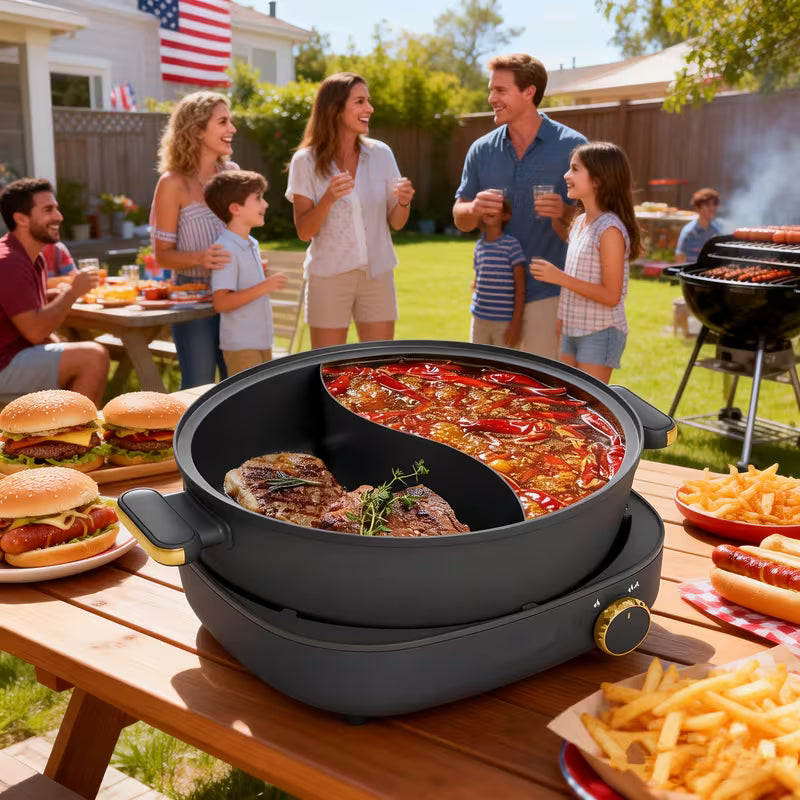 1.06-Gallon Dual-Temp Electric Hot Pot with Divider