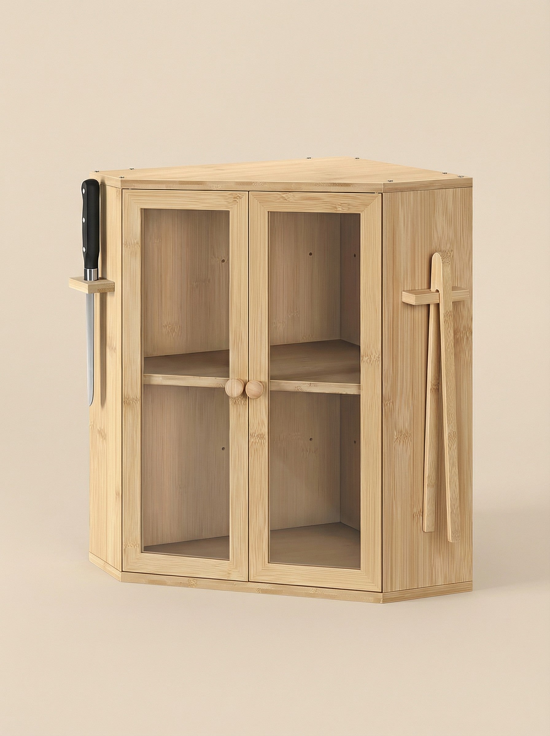 Bamboo Bread Box with Clear Doors – 2-Tier Kitchen Countertop Organizer