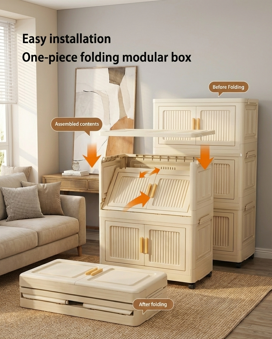 2-6 Layer Foldable Rolling Storage Bin Cabinet | Large Capacity Closet Organizer