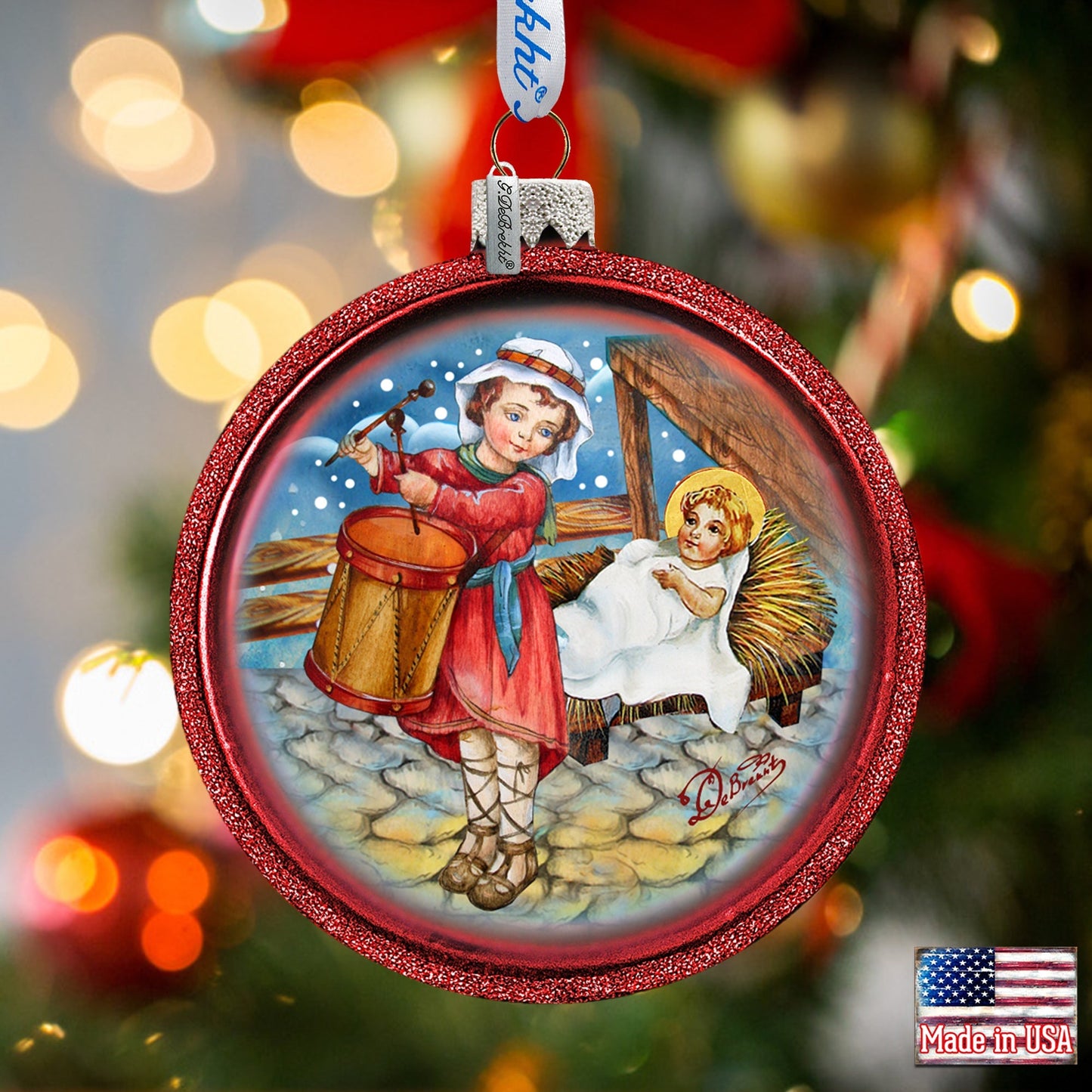 Drummer Boy Ball Glass Ornament