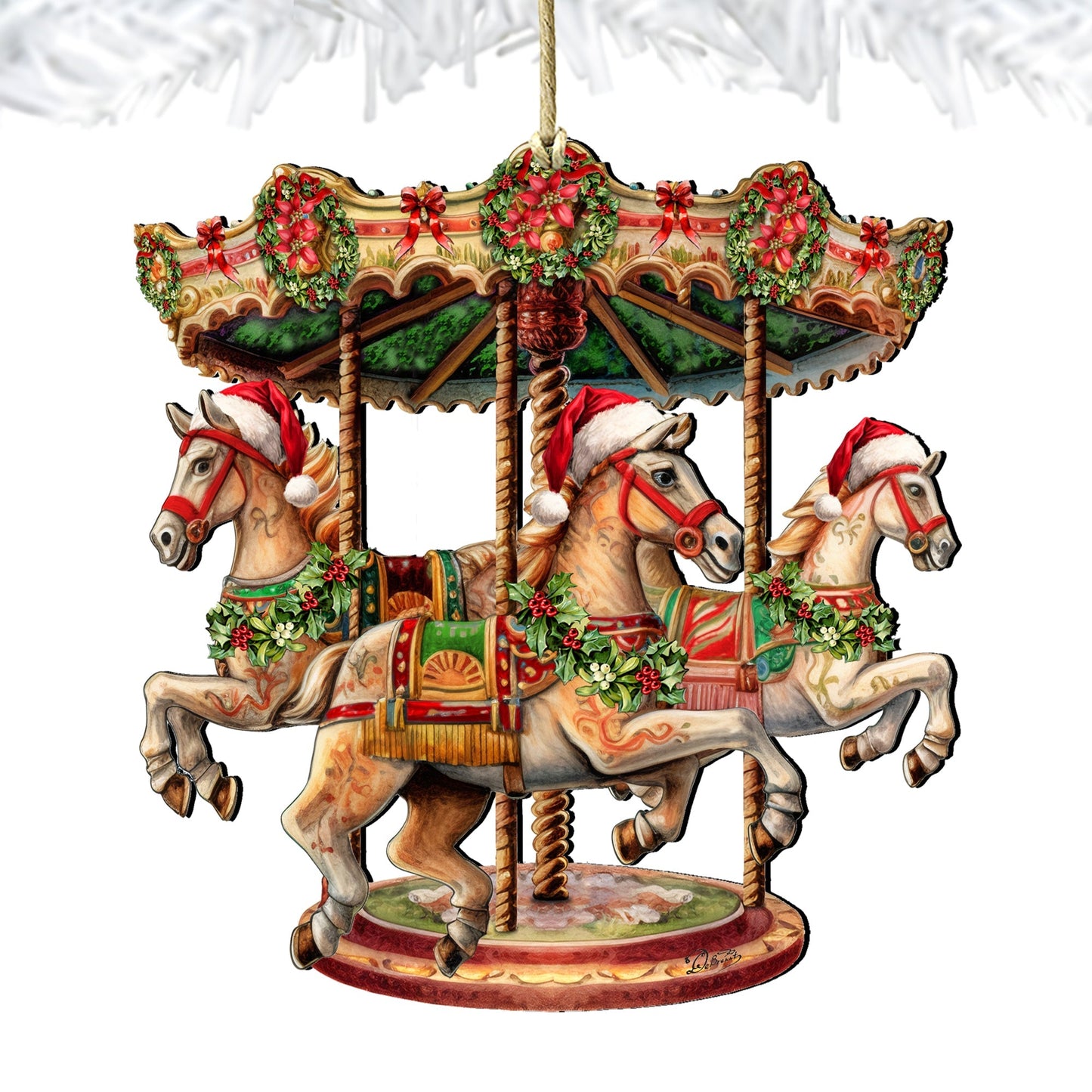 Christmas Carousel Wooden Ornaments