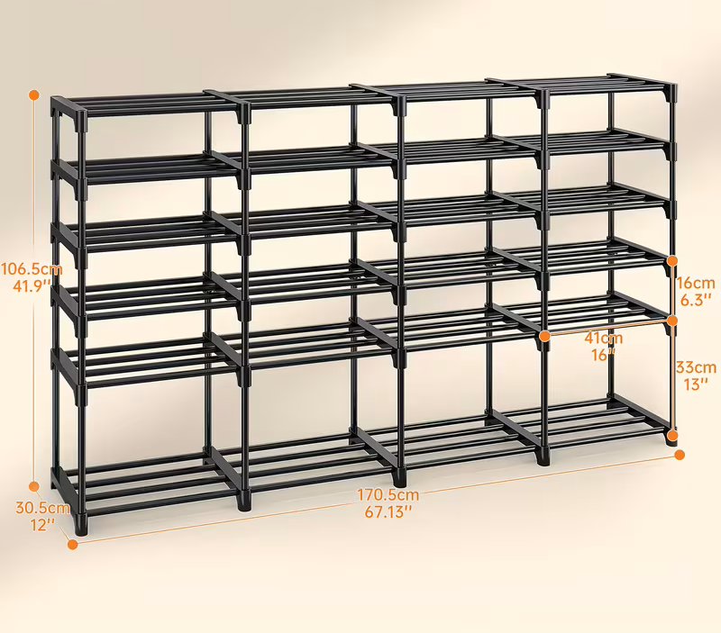 Multi Layers - Shoe Rack Organizer Column Storage Shelf Entryway w/ Hooks