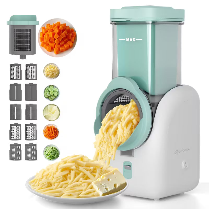 6-in-1 Electric Powered Cheese Grater Food Dicer Slicer