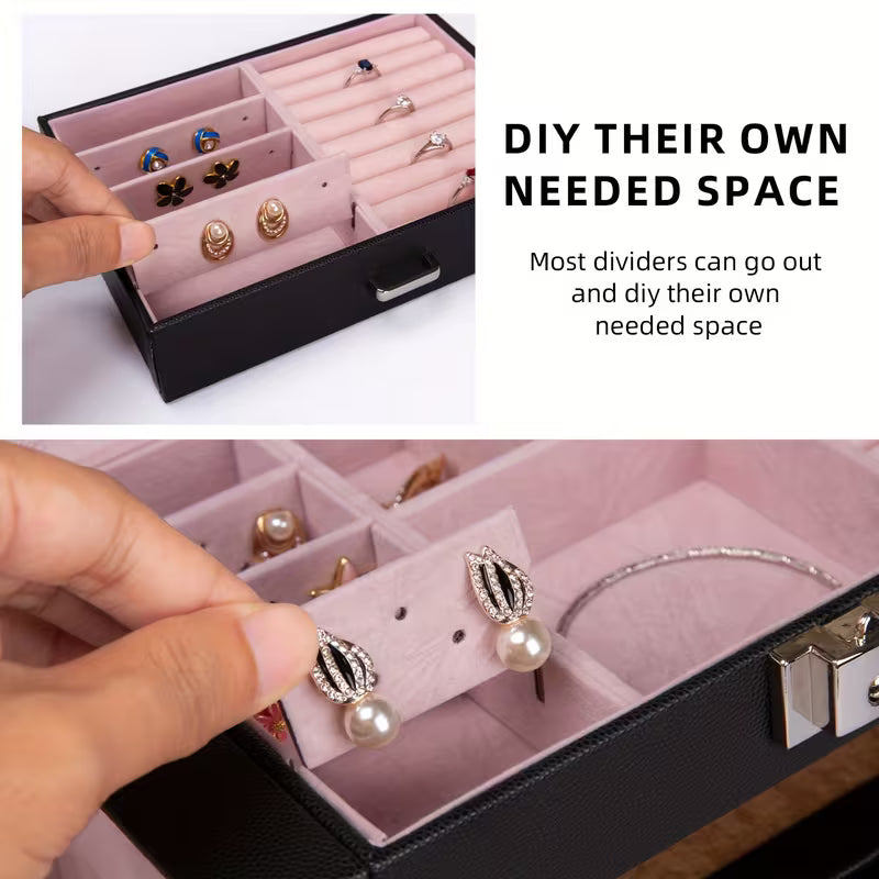 6-Tier Large Jewelry Box Organizer with 5 Drawers and Mirror