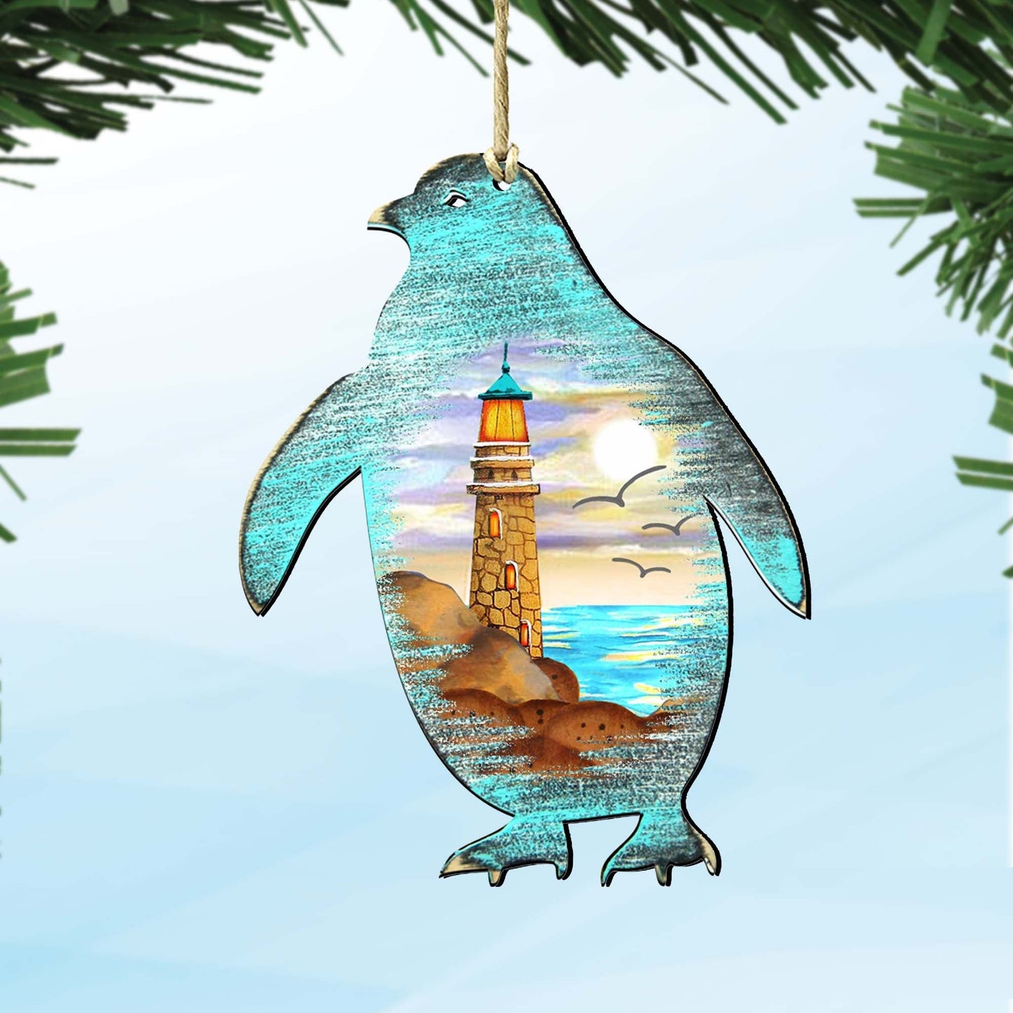 Penguins Wooden Ornaments