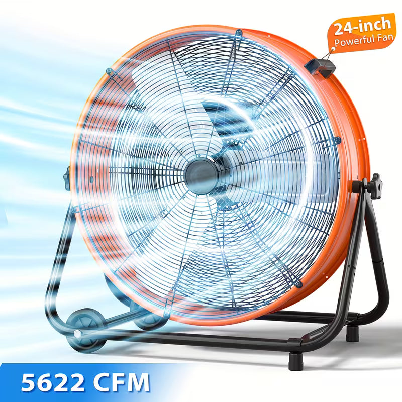 3-Speed Floor Drum Fan for Garage and Office