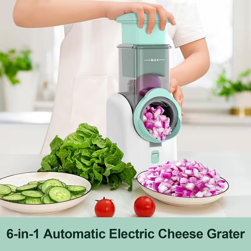6-in-1 Electric Powered Cheese Grater Food Dicer Slicer