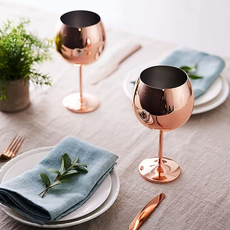 2-Piece Stainless Steel Spherical Wine Glass Set
