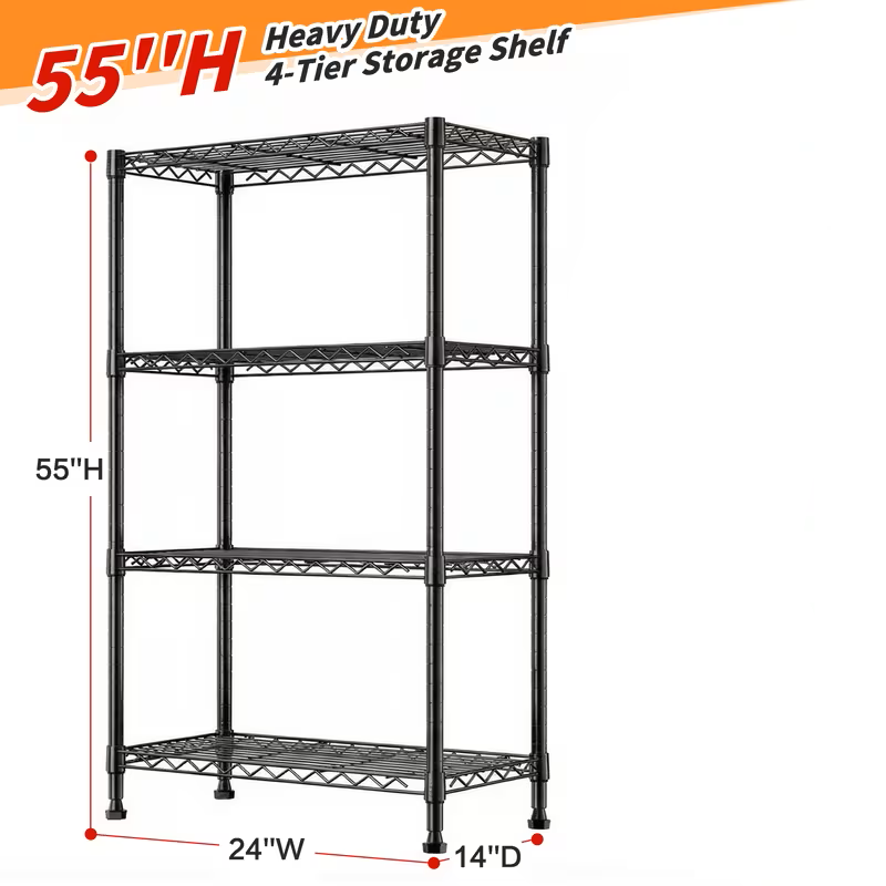 3/4/5/6/7/8 Tier Storage Shelves-Adjustable Wire Shelving Rack-Multi Sizes