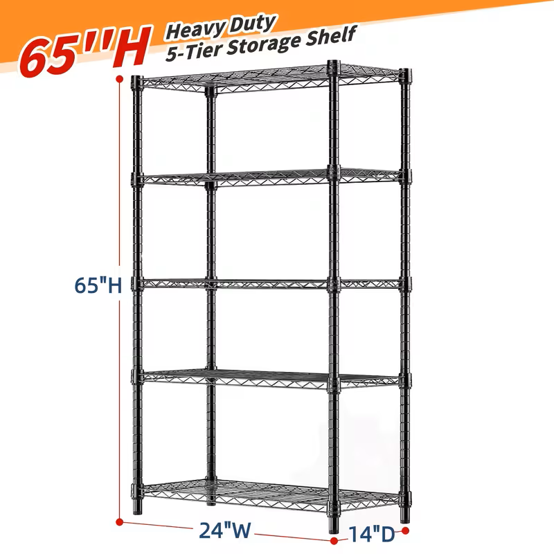 3/4/5/6/7/8 Tier Storage Shelves-Adjustable Wire Shelving Rack-Multi Sizes