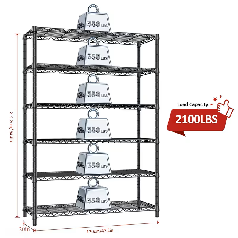 3/4/5/6/7/8 Tier Storage Shelves-Adjustable Wire Shelving Rack-Multi Sizes