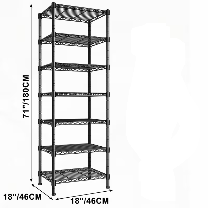 3/4/5/6/7/8 Tier Storage Shelves-Adjustable Wire Shelving Rack-Multi Sizes