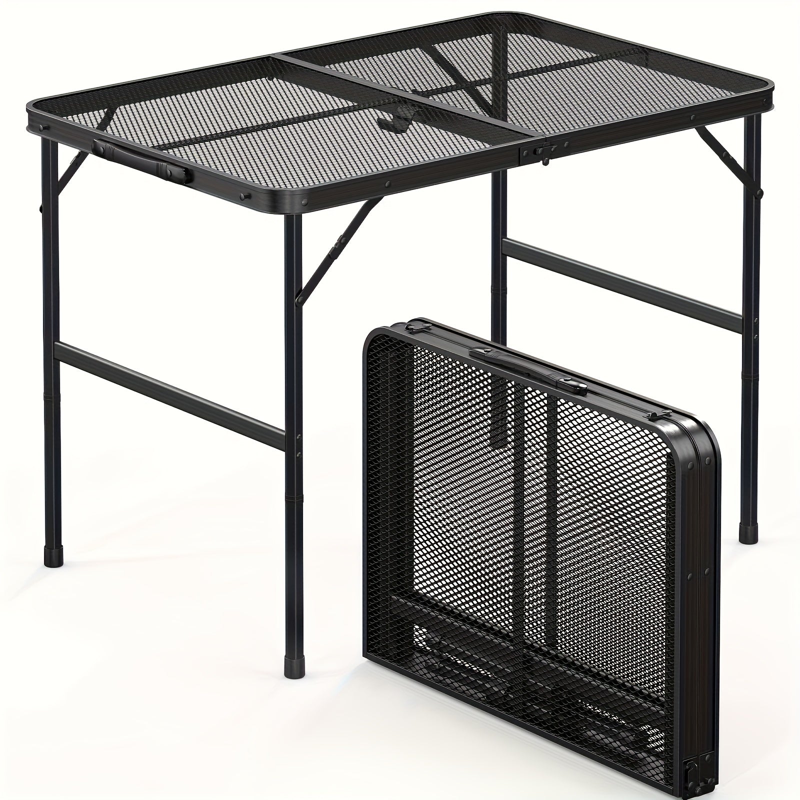 3FT Folding Camping Table Aluminum Portable Adjustable Picnic Table Black
