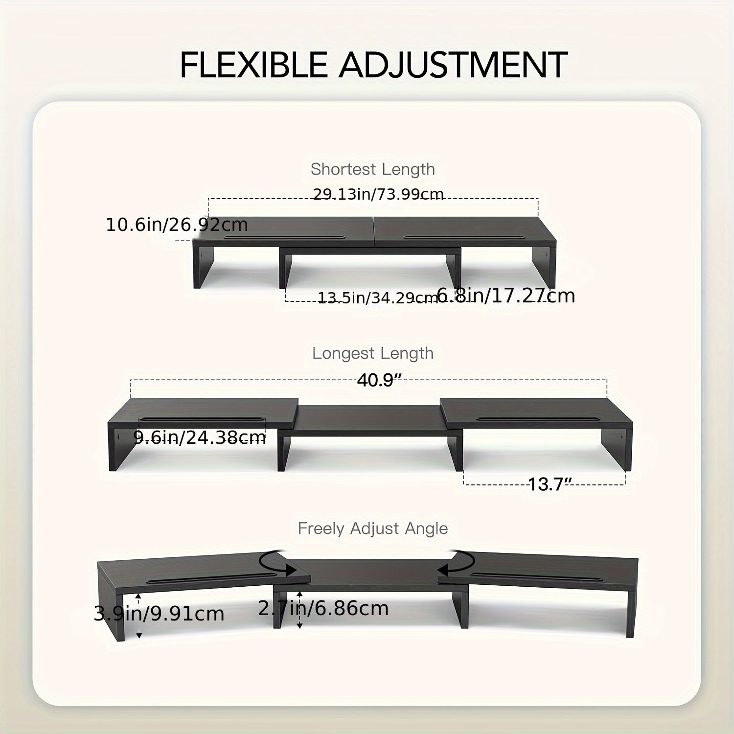 Dual Monitor Stand Riser Adjustable Desktop Organizer for PC Laptop Printer