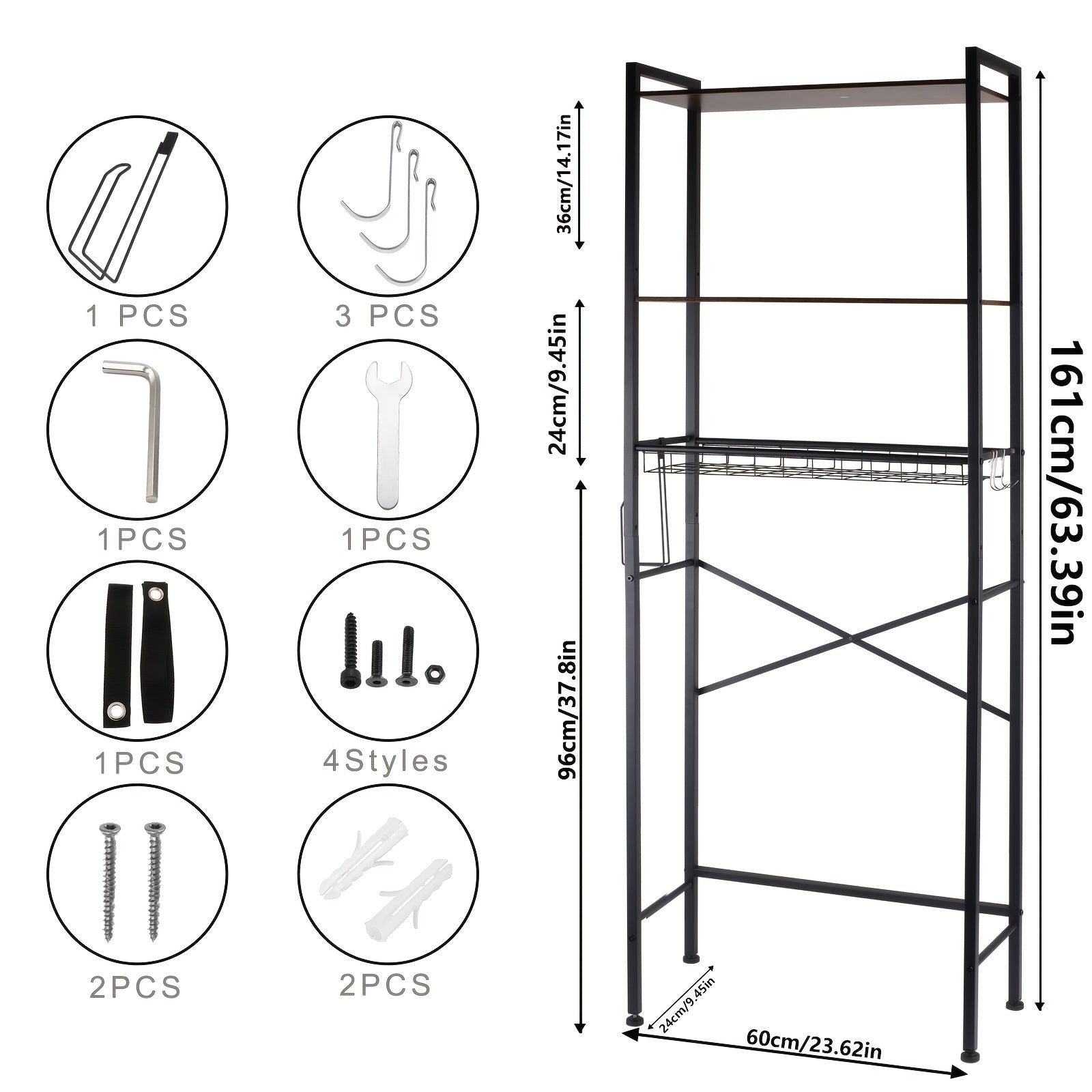4/5-Tier Over-The-Toilet Storage Rack – Maximize Your Bathroom Space