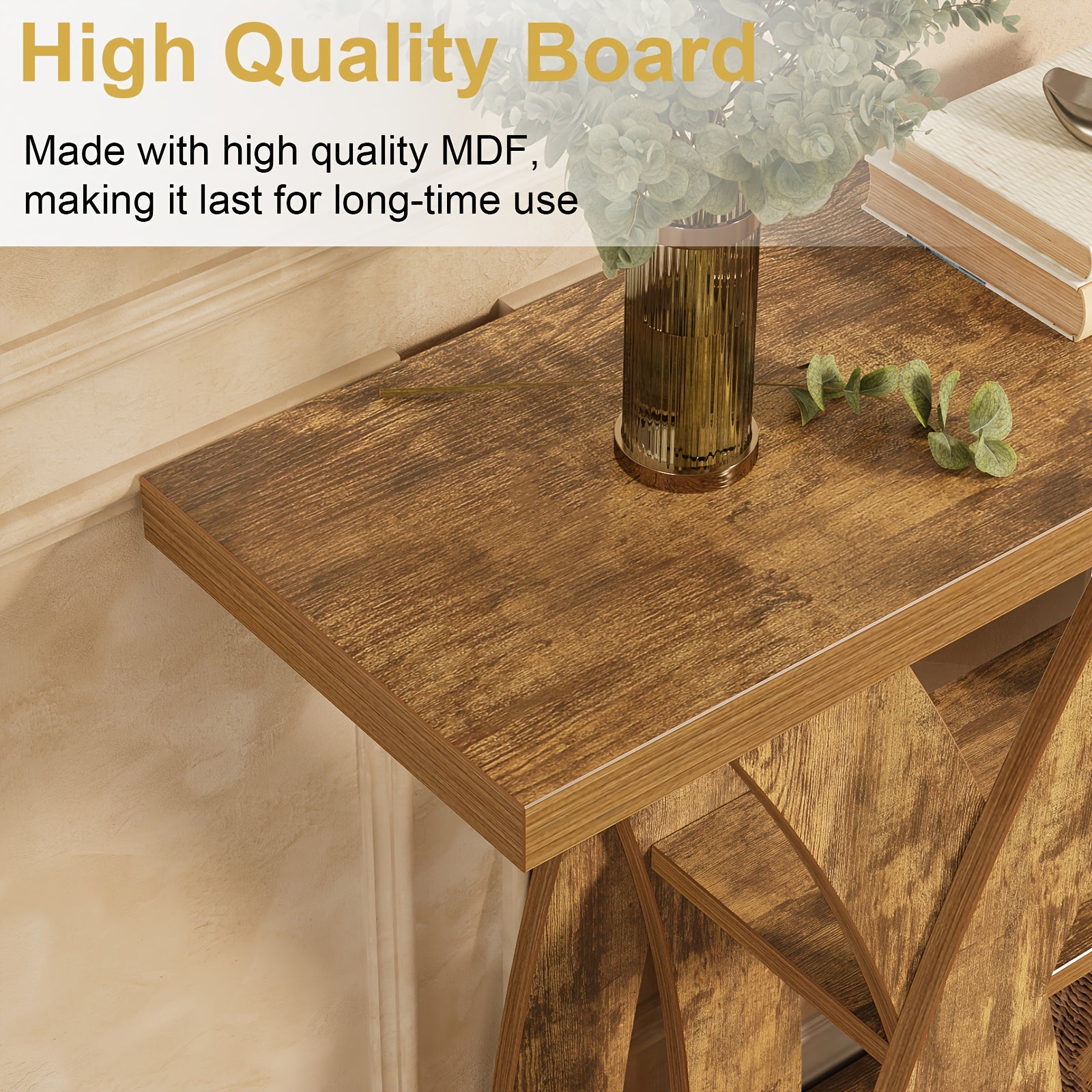 Rustic Console Table with Shelf, Entryway Sofa Table 55" Wood