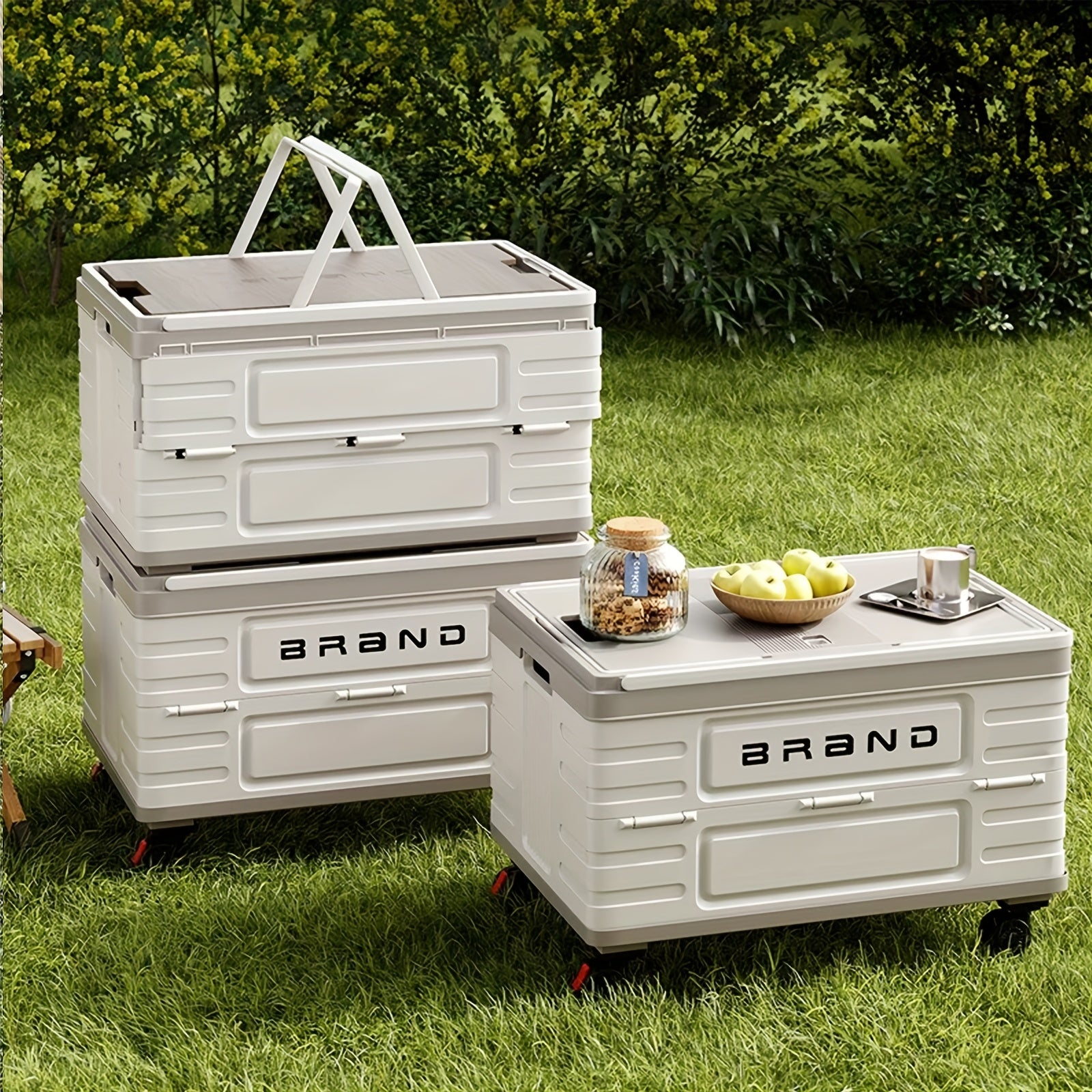 Collapsible Storage Bins Box with Lids And Handle - Portable Plastic Storage