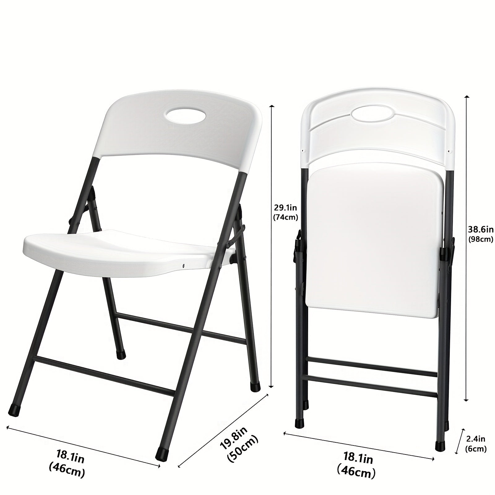 2/4/6 Pack White Plastic Folding Chairs Heavy Duty Metal Frame Indoor Outdoor