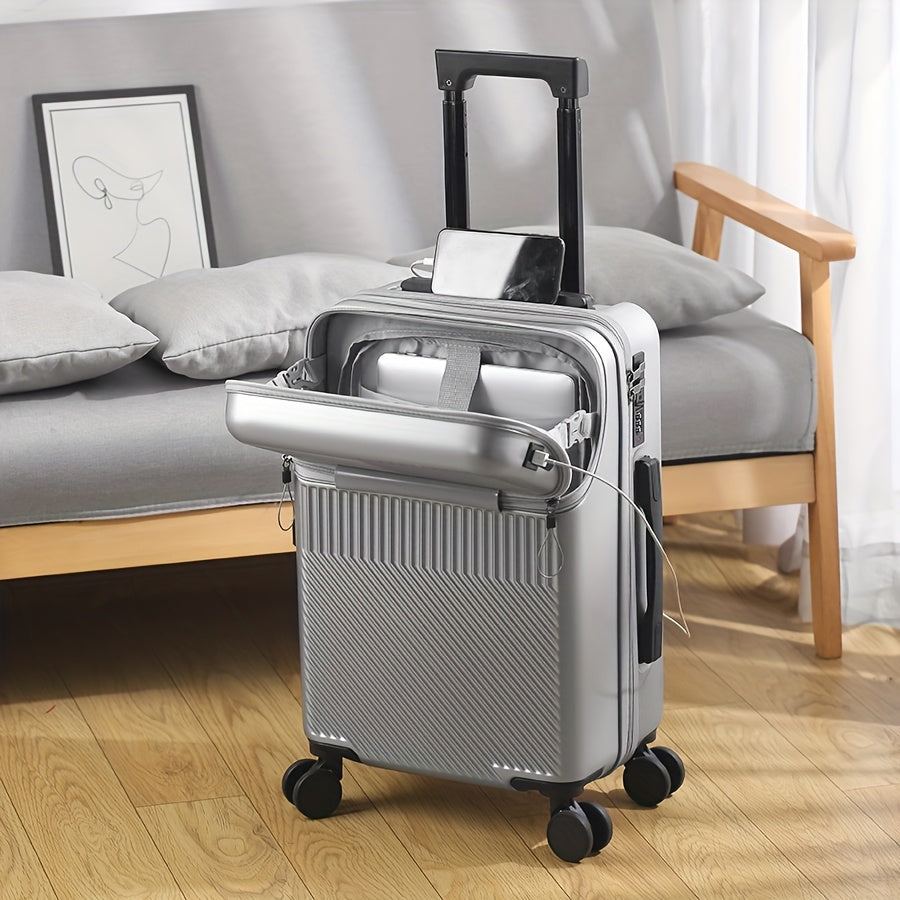 Carry On Luggage Hard Shell Spinner Suitcase USB TSA Lock Front Pocket Travel Bag