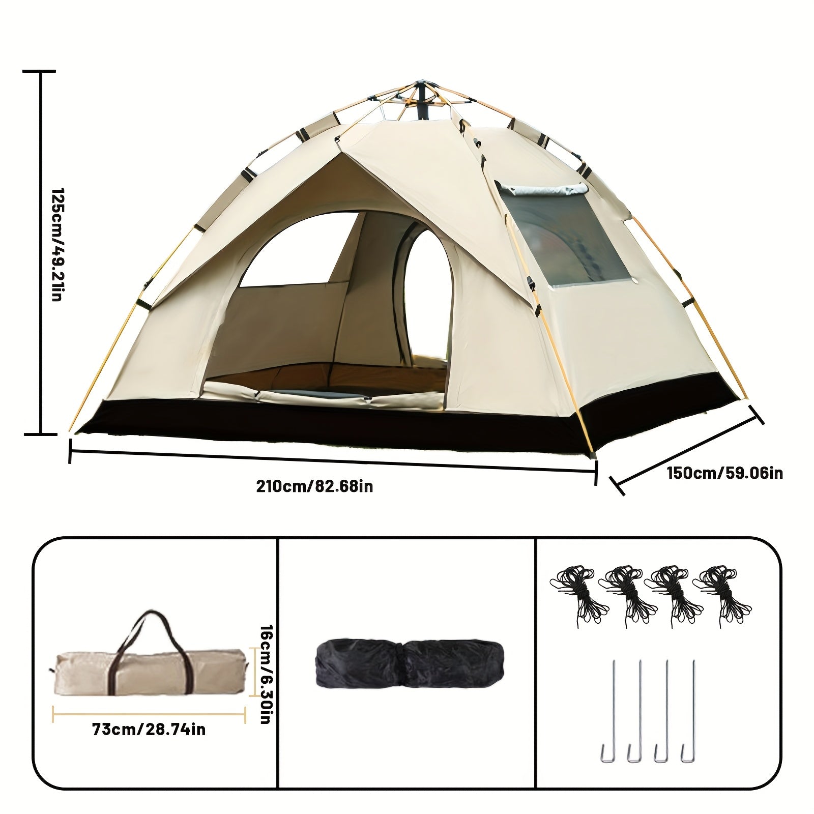 3-4 Person Instant Pop Up Camping Tent Waterproof Quick Setup Outdoor Portable