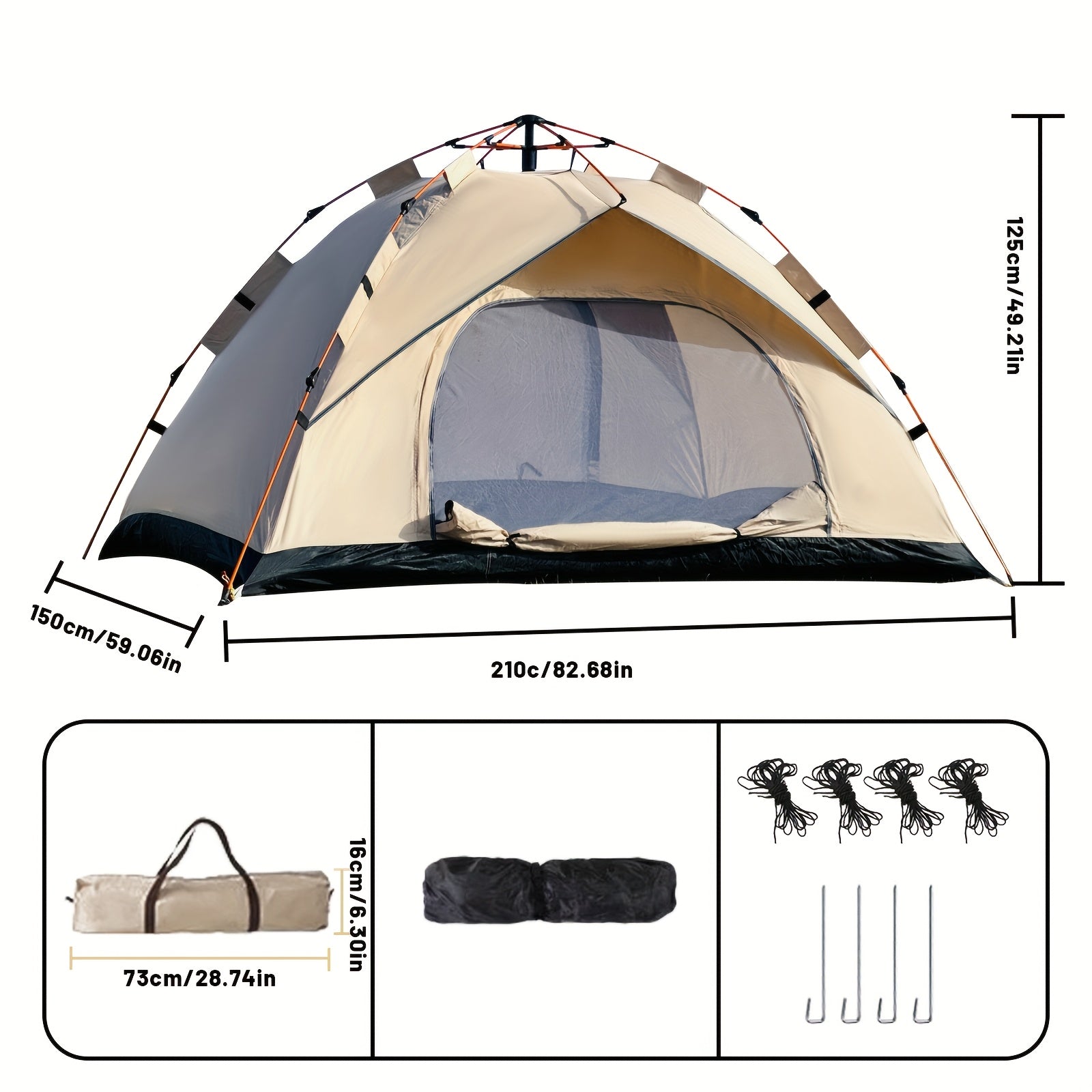 3-4 Person Instant Pop Up Camping Tent Waterproof Quick Setup Outdoor Portable