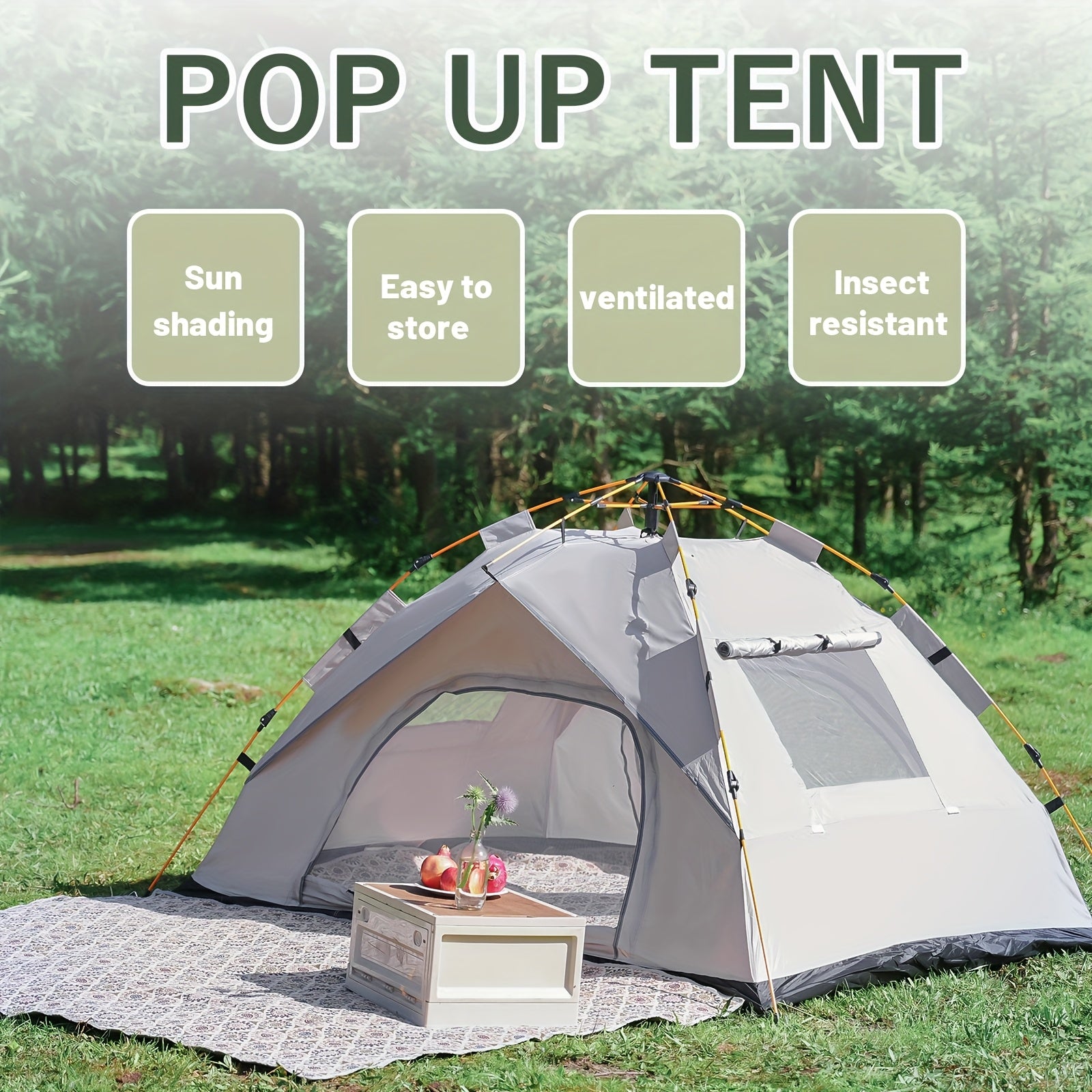 3-4 Person Instant Pop Up Camping Tent Waterproof Quick Setup Outdoor Portable