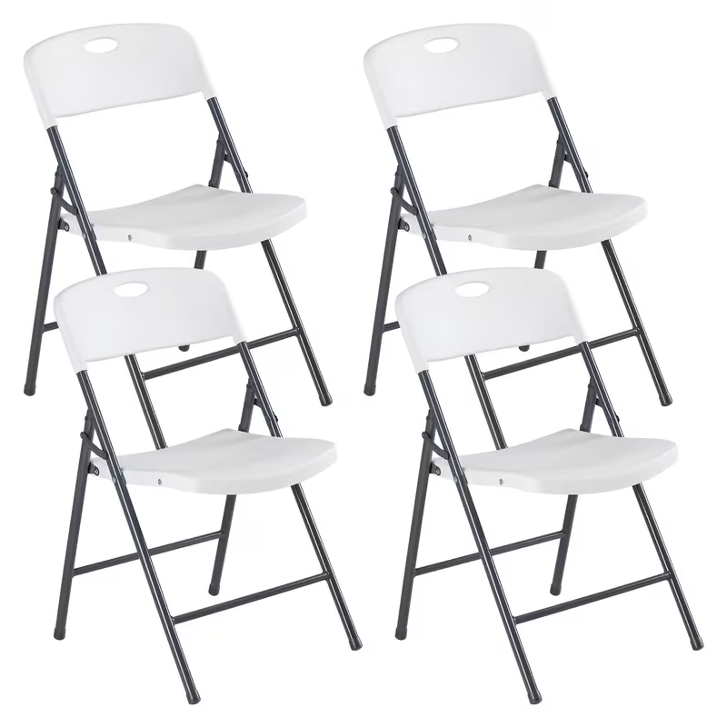 2/4/6 Pack White Plastic Folding Chairs Heavy Duty Metal Frame Indoor Outdoor